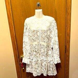 Aqua Elegant white Lace Overlay Dress xl new with tags